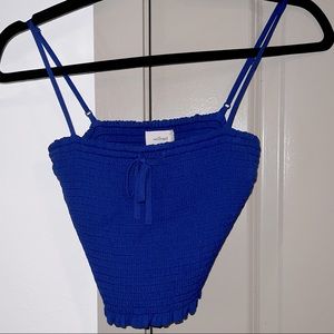 ARITZIA Wilfred ruched crop tank in royal blue size xxs